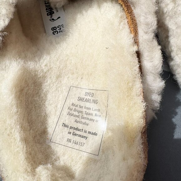 New Birkenstock Arizona Teddy Split Suede Shearling Sandals Shoes US 8 / EUR 39 - Picture 11 of 15